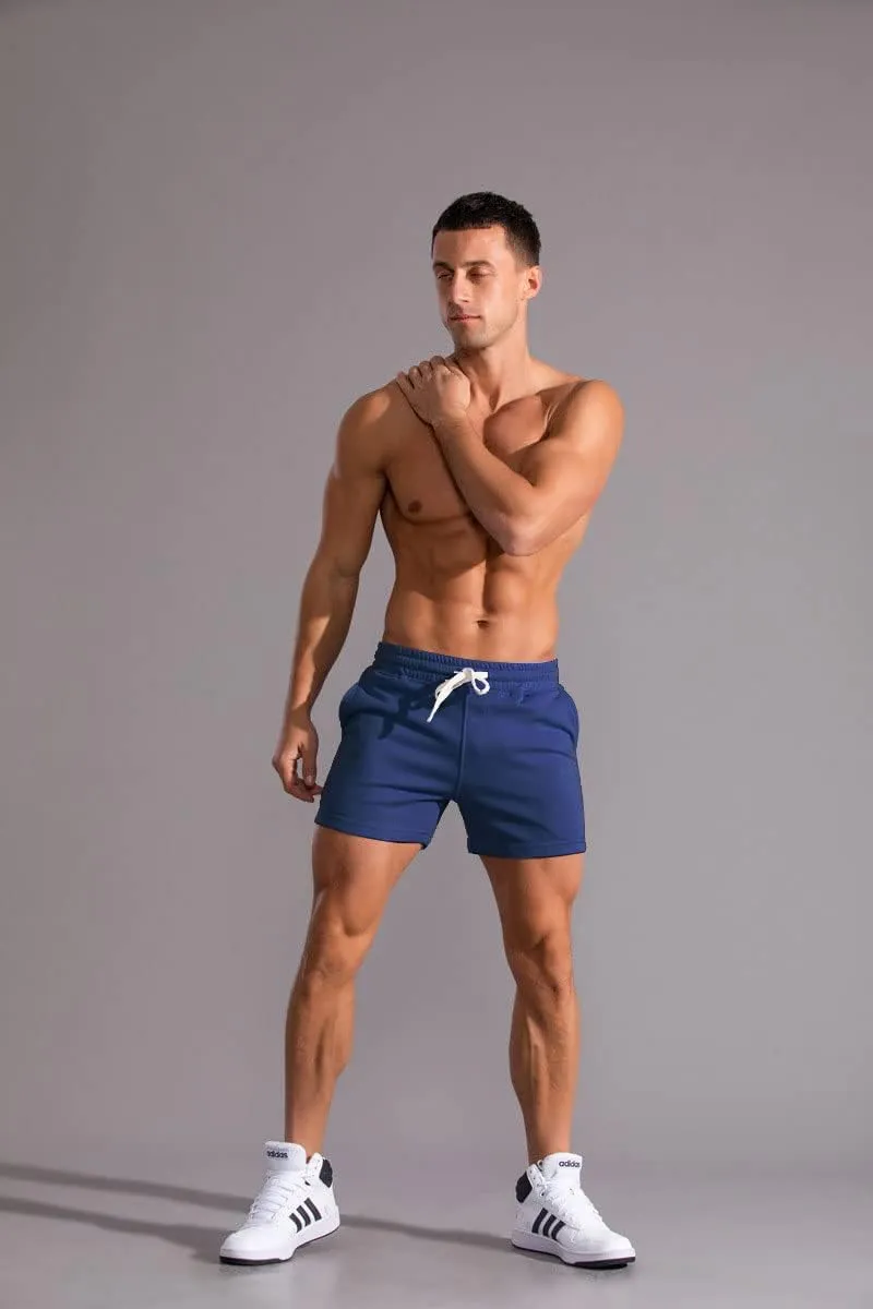 Men's 3 Inch Running Shorts Gym Training Bodybuilding Shorts Breathable Cotton Sports Shorts
