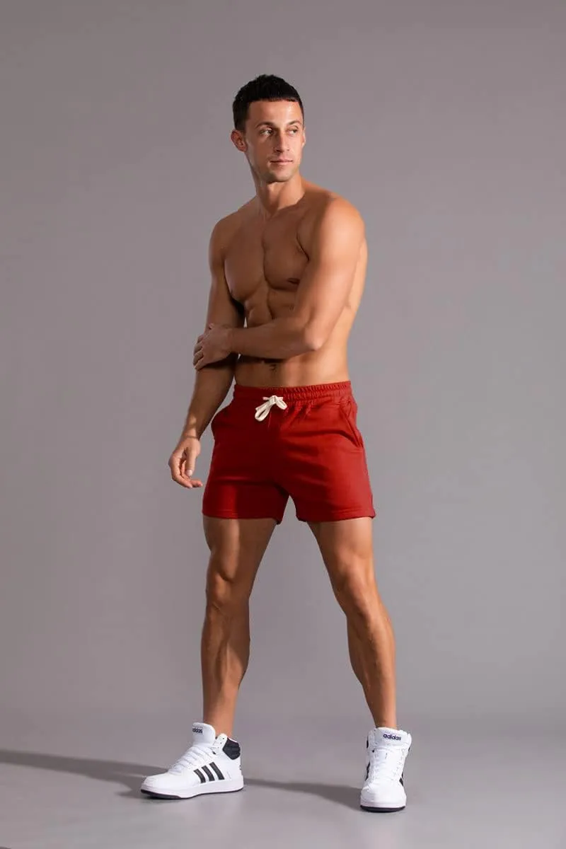 Men's 3 Inch Running Shorts Gym Training Bodybuilding Shorts Breathable Cotton Sports Shorts