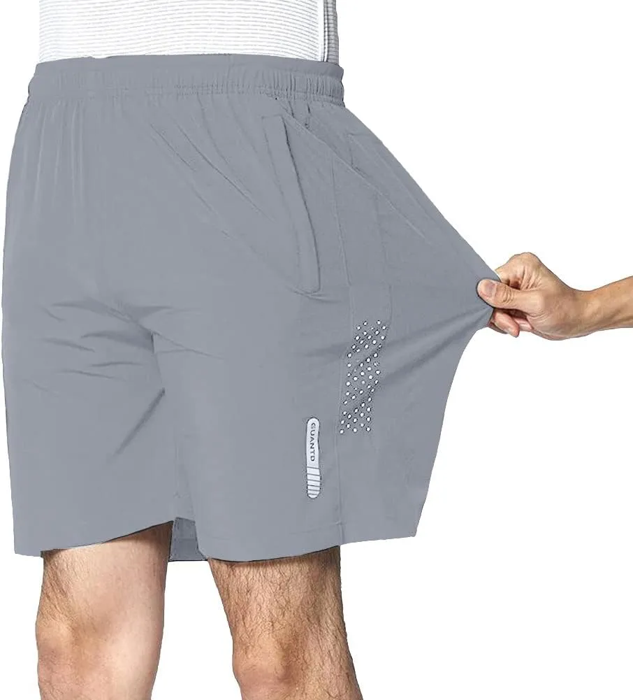 Men's Athletic Hiking Shorts Quick Dry Outdoor Running Shorts with Zip-Pockets