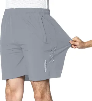 Men's Athletic Hiking Shorts Quick Dry Outdoor Running Shorts with Zip-Pockets