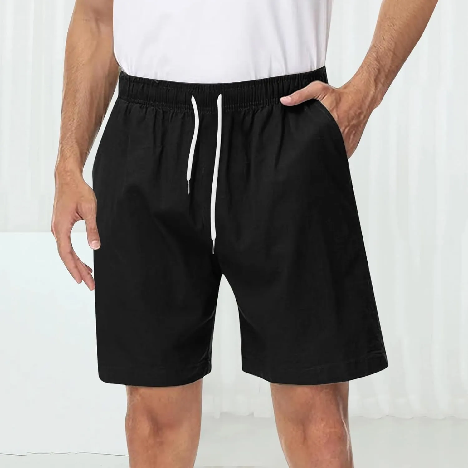 Mens Athletic Workout Shorts 5.5" Cotton Elastic Waist Joggers Casual Shorts Sports Sweat Shorts Men's Drawstring Walk Shorts