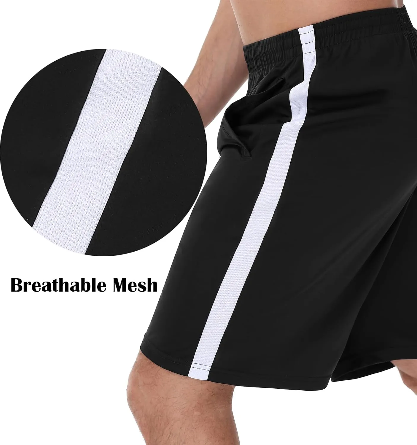 Men's Basketball Shorts with Pockets Athletic Running Shorts Workout Training Gym Shorts