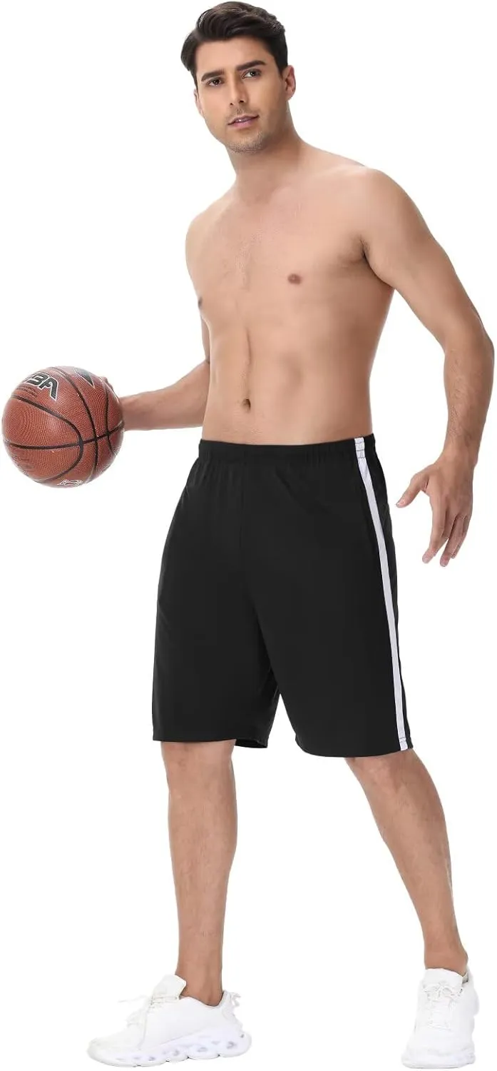Men's Basketball Shorts with Pockets Athletic Running Shorts Workout Training Gym Shorts