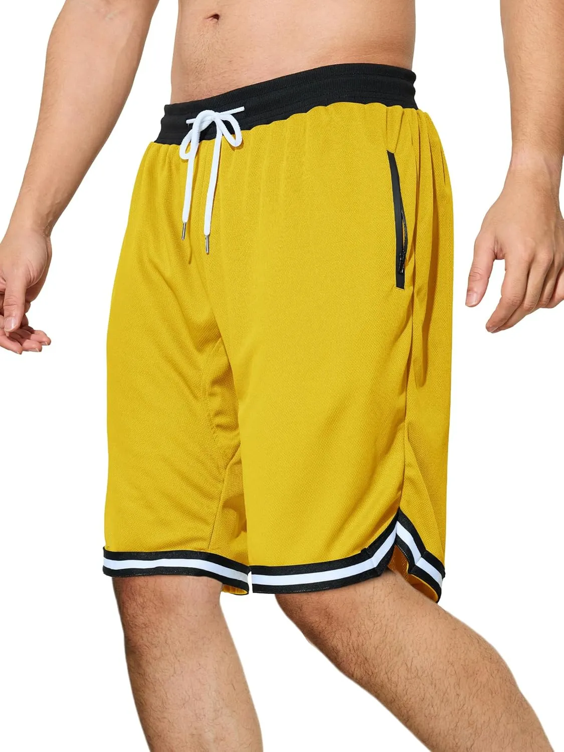 Men's Basketball Shorts with Zipper Pockets Lightweight Quick Dry Mesh Athletic Running Shorts