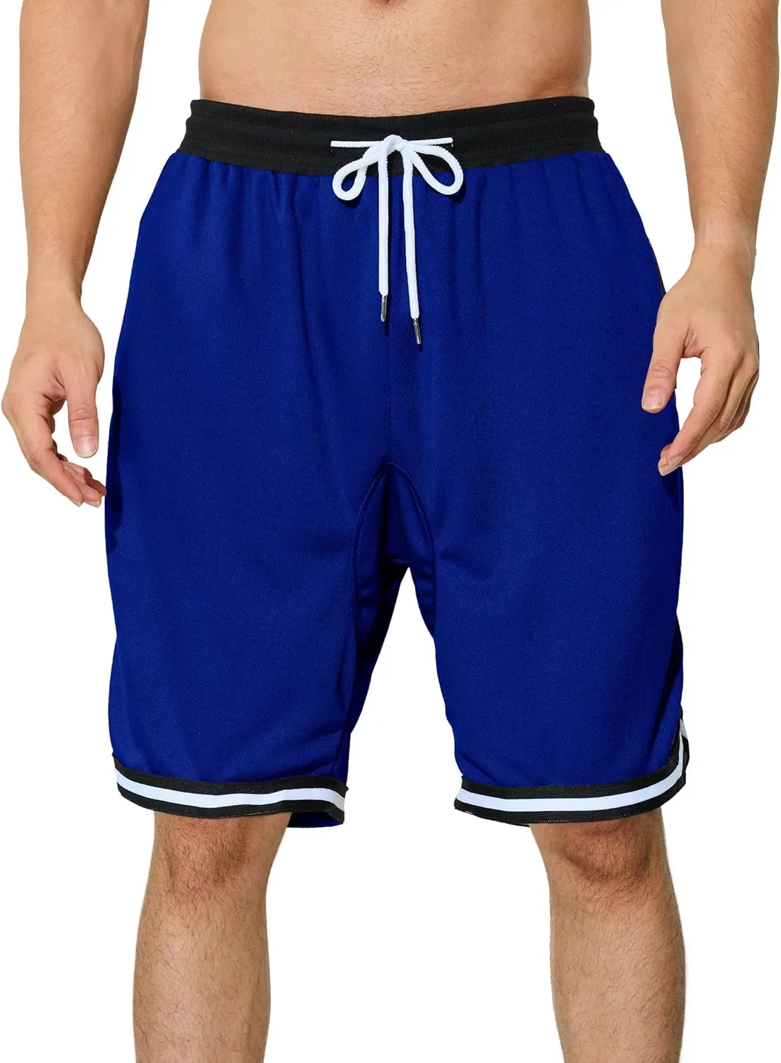 Men's Basketball Shorts with Zipper Pockets Lightweight Quick Dry Mesh Athletic Running Shorts