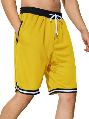Men's Basketball Shorts with Zipper Pockets Lightweight Quick Dry Mesh Athletic Running Shorts