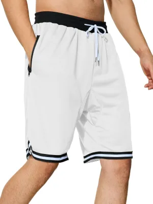 Men's Basketball Shorts with Zipper Pockets Lightweight Quick Dry Mesh Athletic Running Shorts