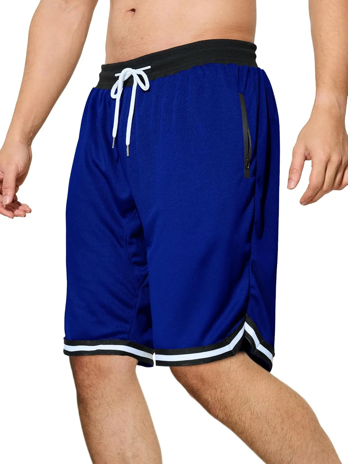 Men's Basketball Shorts with Zipper Pockets Lightweight Quick Dry Mesh Athletic Running Shorts