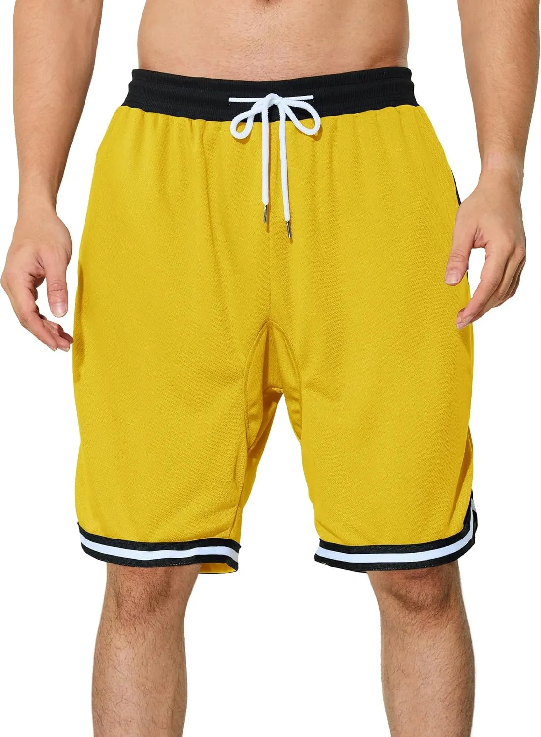Men's Basketball Shorts with Zipper Pockets Lightweight Quick Dry Mesh Athletic Running Shorts
