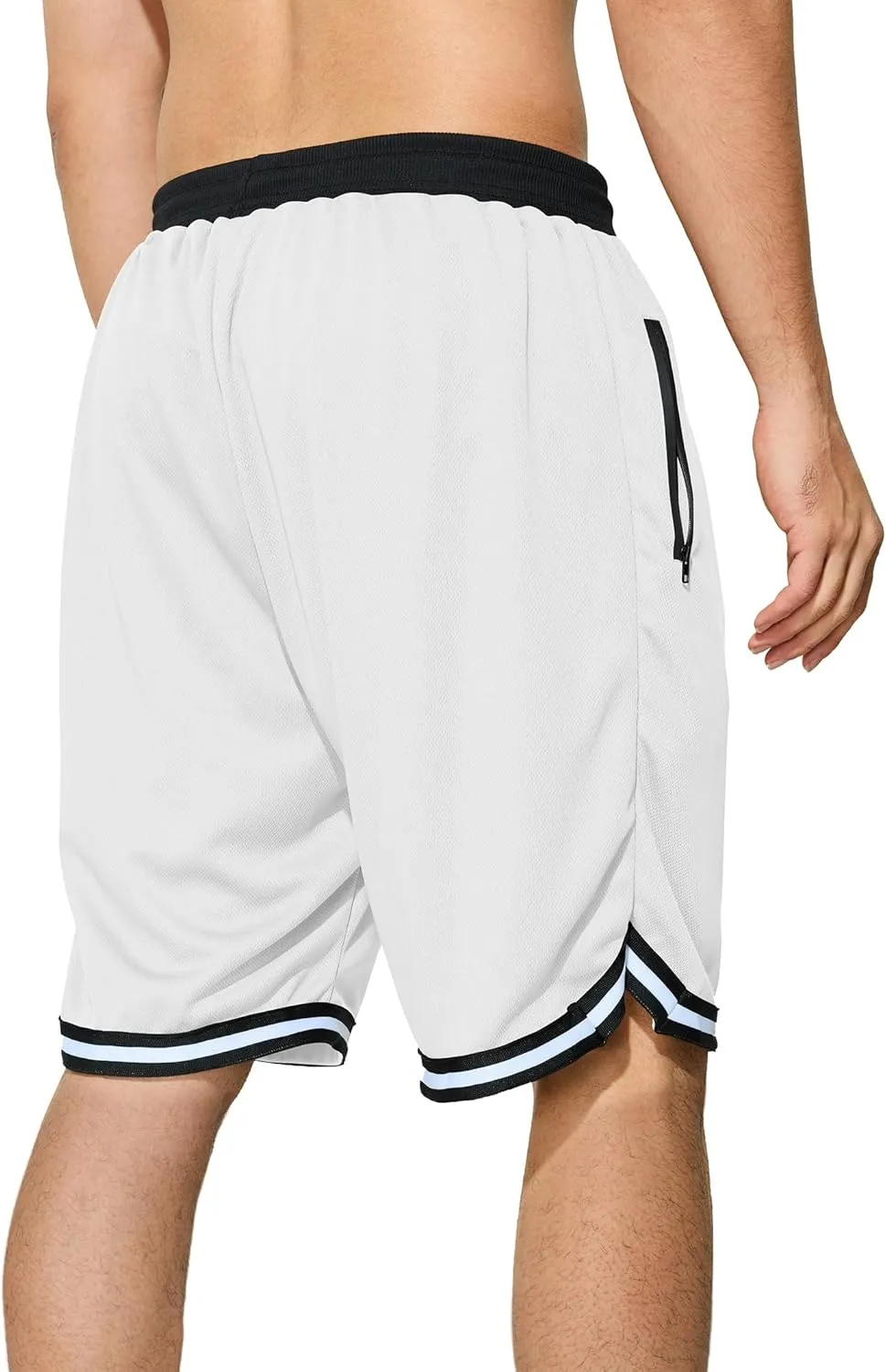 Men's Basketball Shorts with Zipper Pockets Lightweight Quick Dry Mesh Athletic Running Shorts