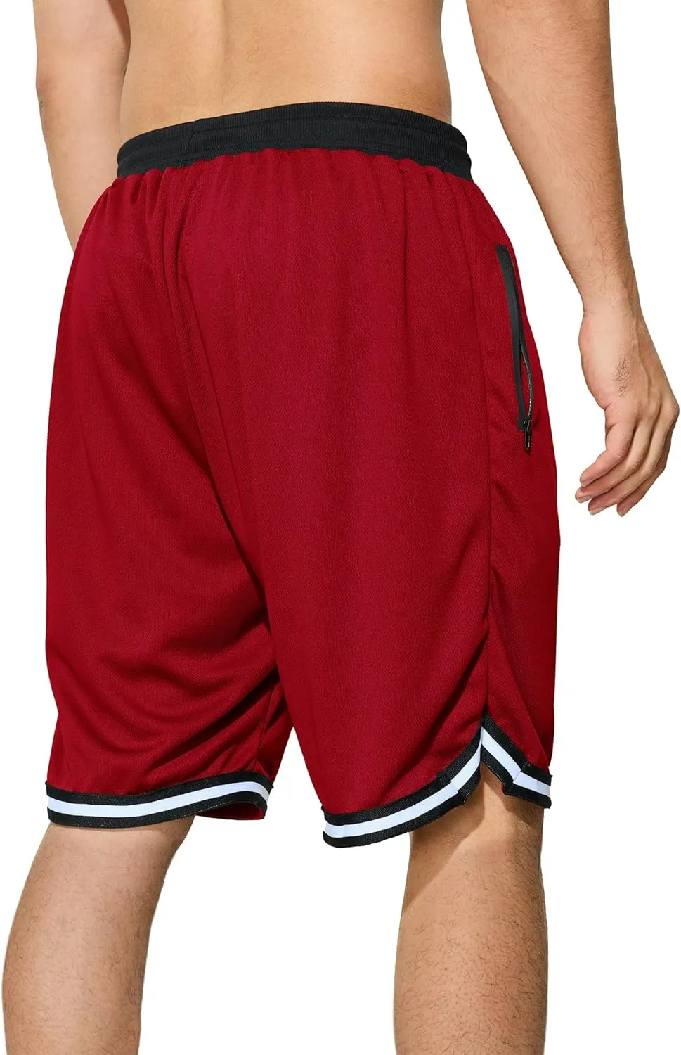 Men's Basketball Shorts with Zipper Pockets Lightweight Quick Dry Mesh Athletic Running Shorts