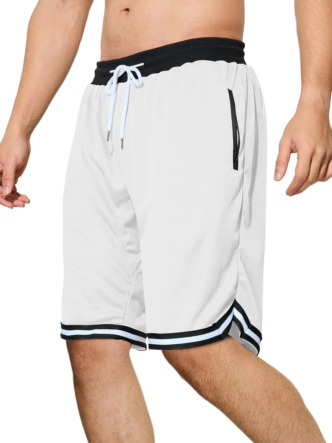 Men's Basketball Shorts with Zipper Pockets Lightweight Quick Dry Mesh Athletic Running Shorts