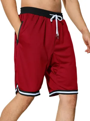 Men's Basketball Shorts with Zipper Pockets Lightweight Quick Dry Mesh Athletic Running Shorts