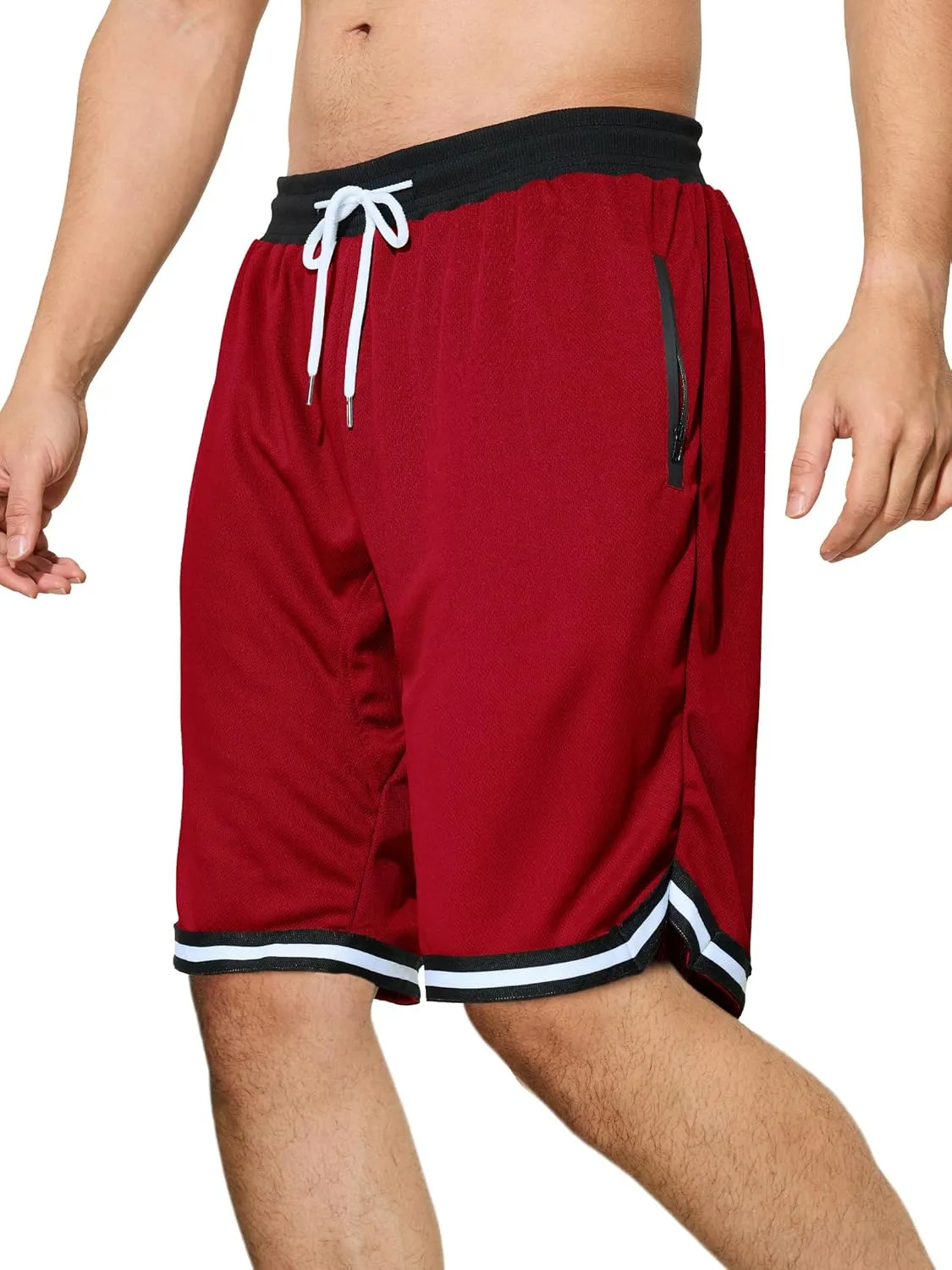 Men's Basketball Shorts with Zipper Pockets Lightweight Quick Dry Mesh Athletic Running Shorts