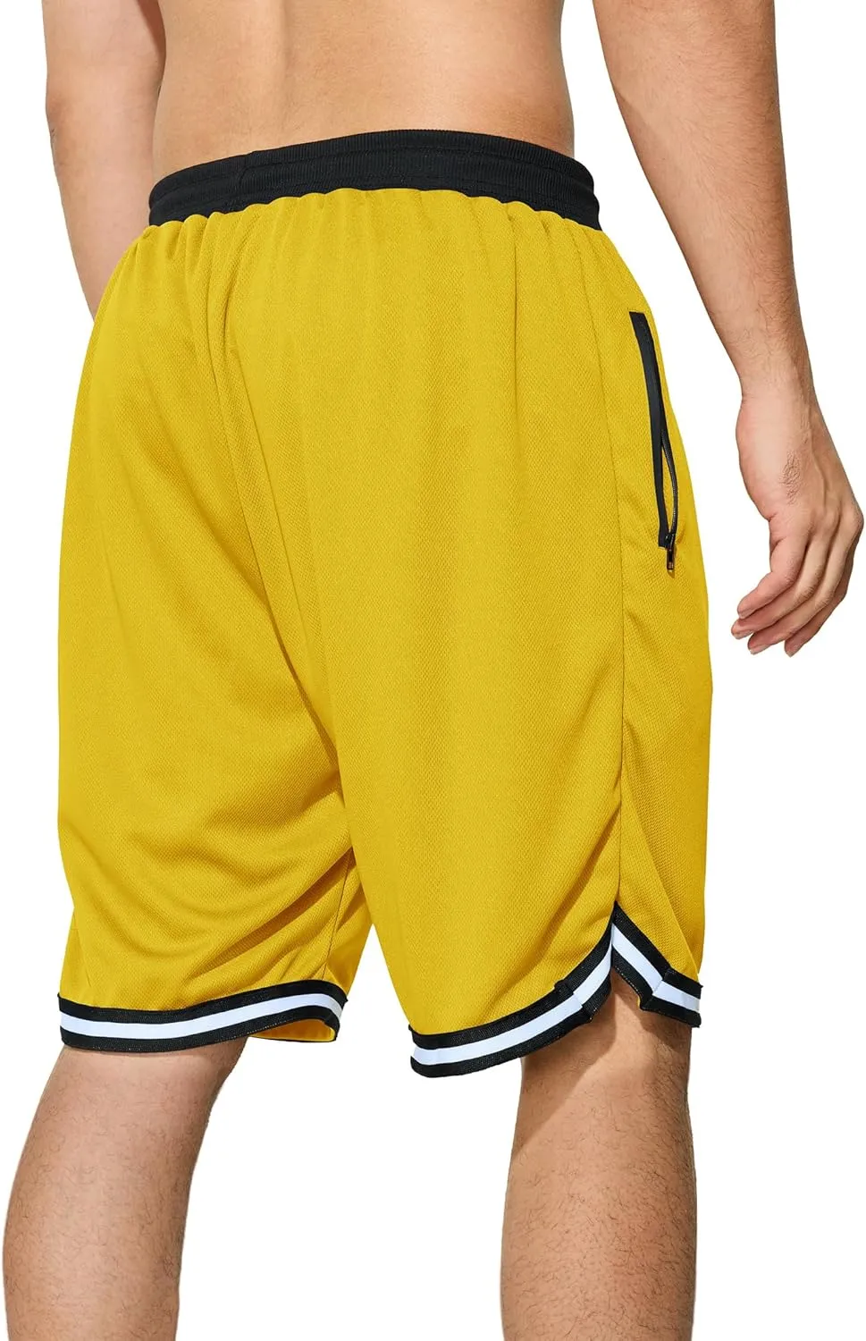 Men's Basketball Shorts with Zipper Pockets Lightweight Quick Dry Mesh Athletic Running Shorts