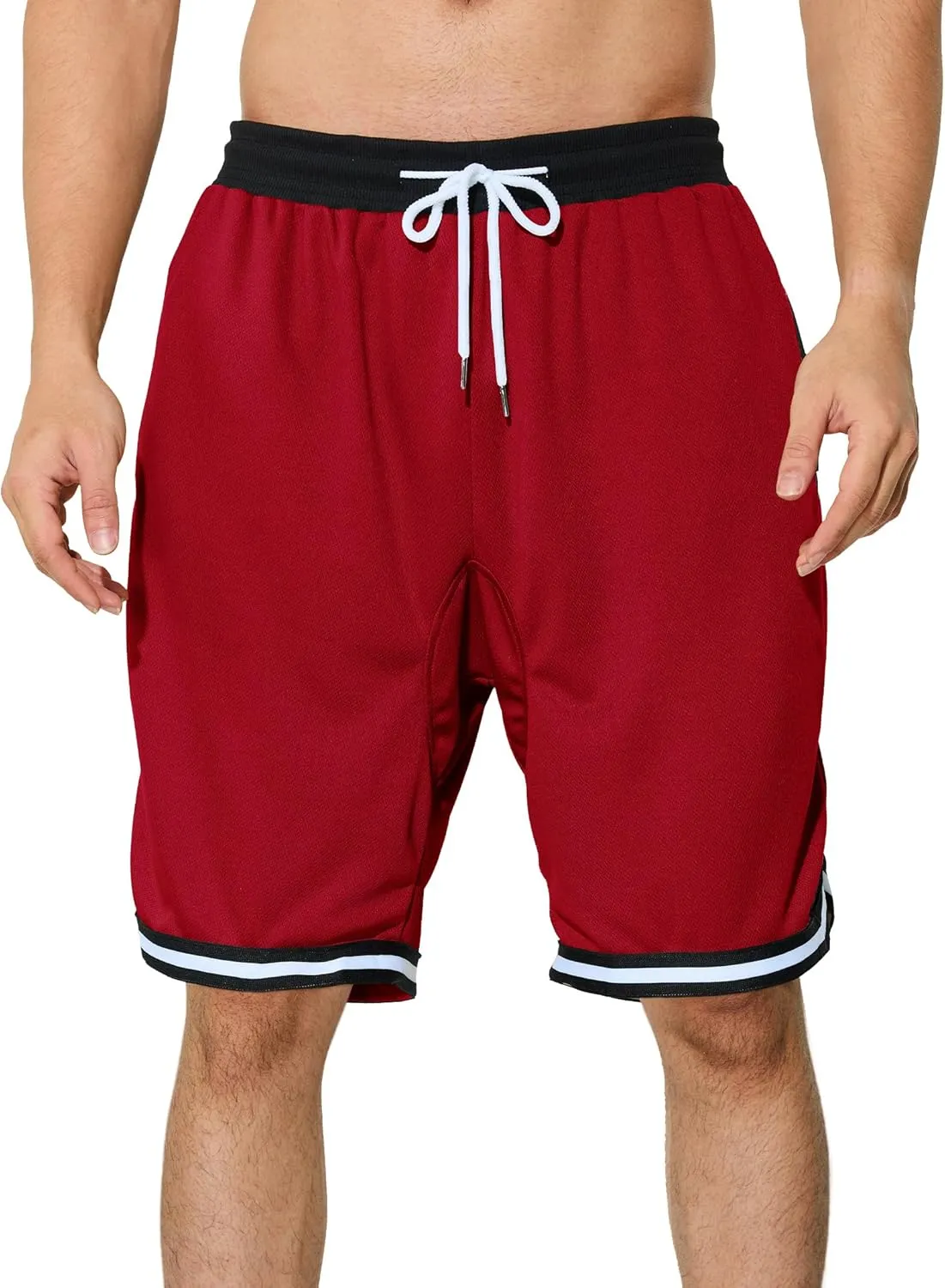 Men's Basketball Shorts with Zipper Pockets Lightweight Quick Dry Mesh Athletic Running Shorts