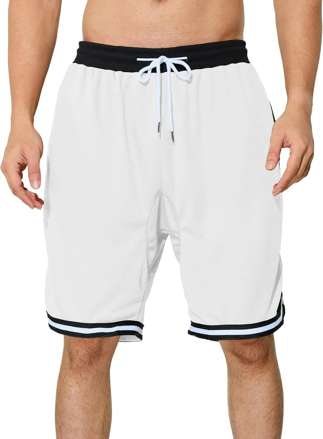 Men's Basketball Shorts with Zipper Pockets Lightweight Quick Dry Mesh Athletic Running Shorts