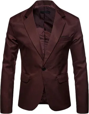 Mens Blazer Casual Slim Fit Suit Jacket One Button Lightweight Notched Lapel Business Jackets Men's Sport Coats & Blazers