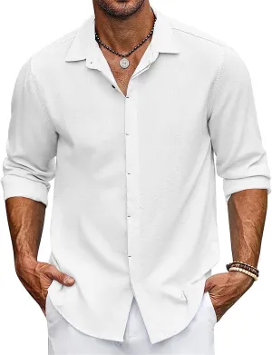 Men's Button Down Cardigan Shirts Lapel Collar Long Sleeve Top Solid Button Simple Top Fashion Comfortable Shirts