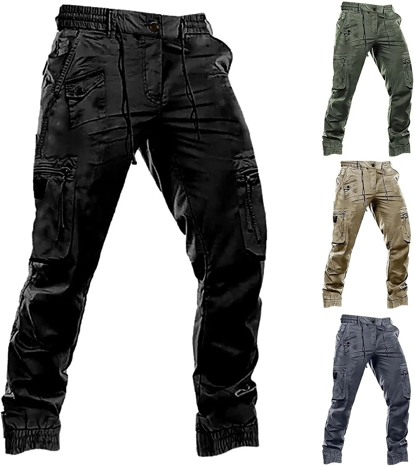 Mens Cargo Pants Active Relaxed Fit Outdoor Multi Pockets Pants Workout Casual Joggers Sweatpants for Men