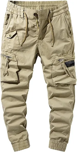 Mens Cargo Pants Active Relaxed Fit Outdoor Multi Pockets Pants Workout Casual Joggers Sweatpants for Men