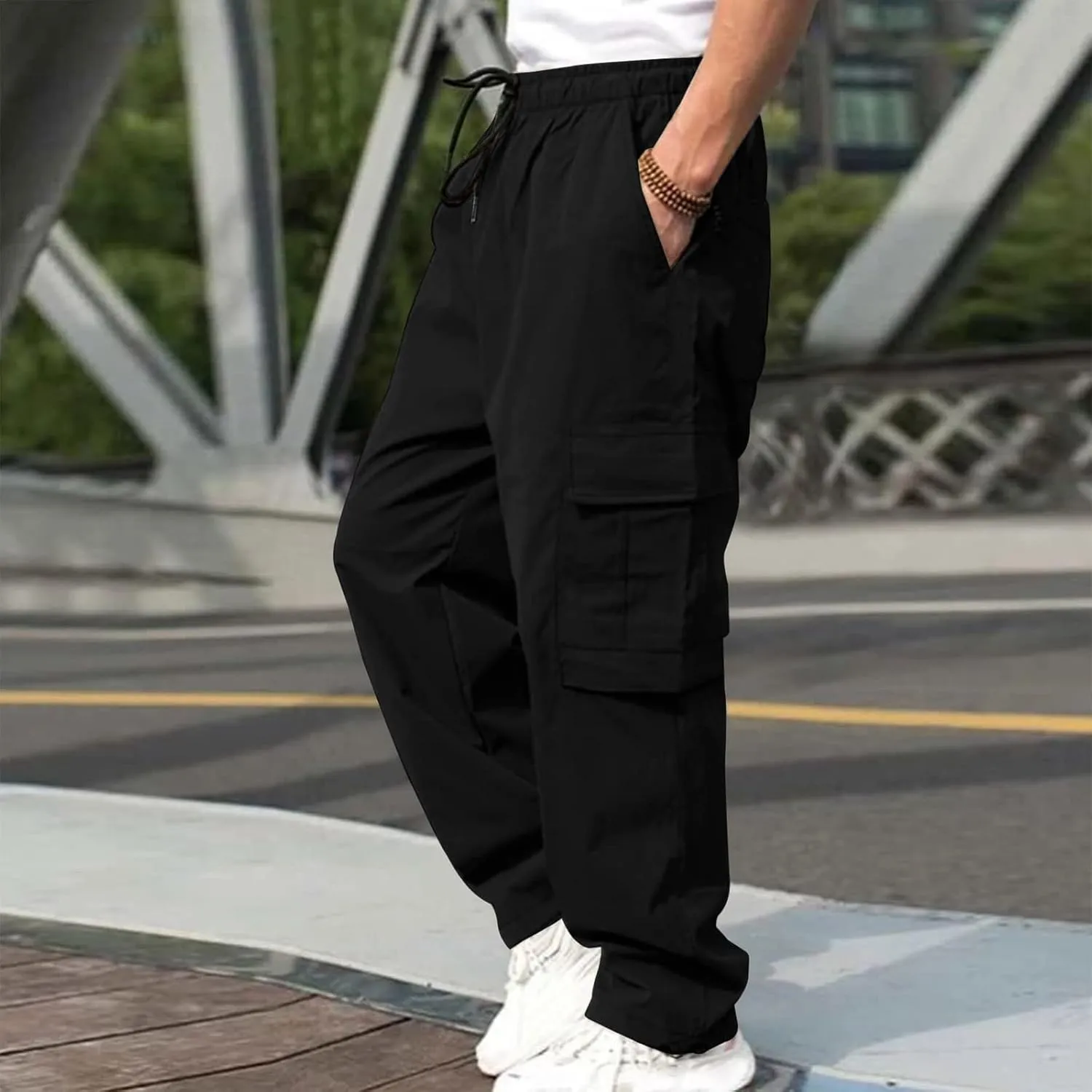 Mens Cargo Pants Casual Cotton Jogger Multi Pockets Outdoor Hiking Work Sweatpants Men's Cargo Pants Joggers Sweatpants