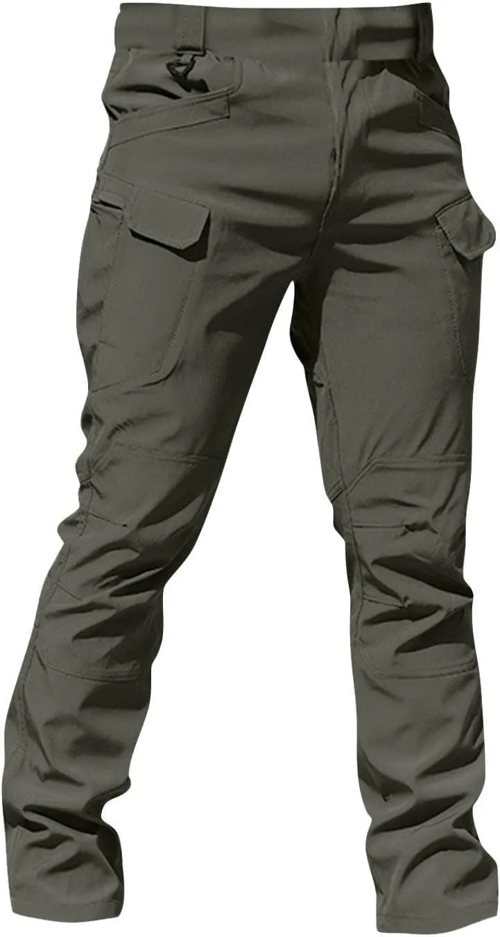 Mens Cargo Pants Stretch Relaxed Fit Tapered Tactical Pants Multi Pockets Lightweight Casual Loose Comfy Work Pants