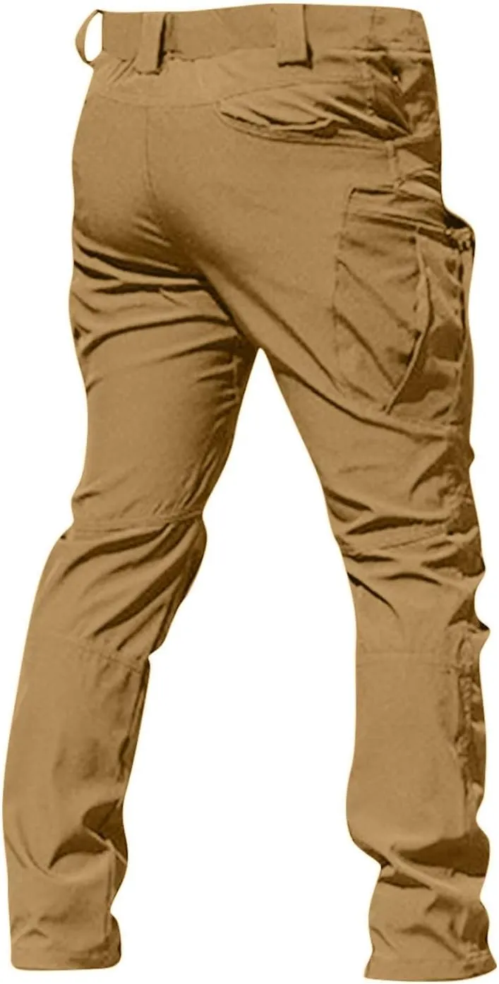 Mens Cargo Pants Stretch Relaxed Fit Tapered Tactical Pants Multi Pockets Lightweight Casual Loose Comfy Work Pants