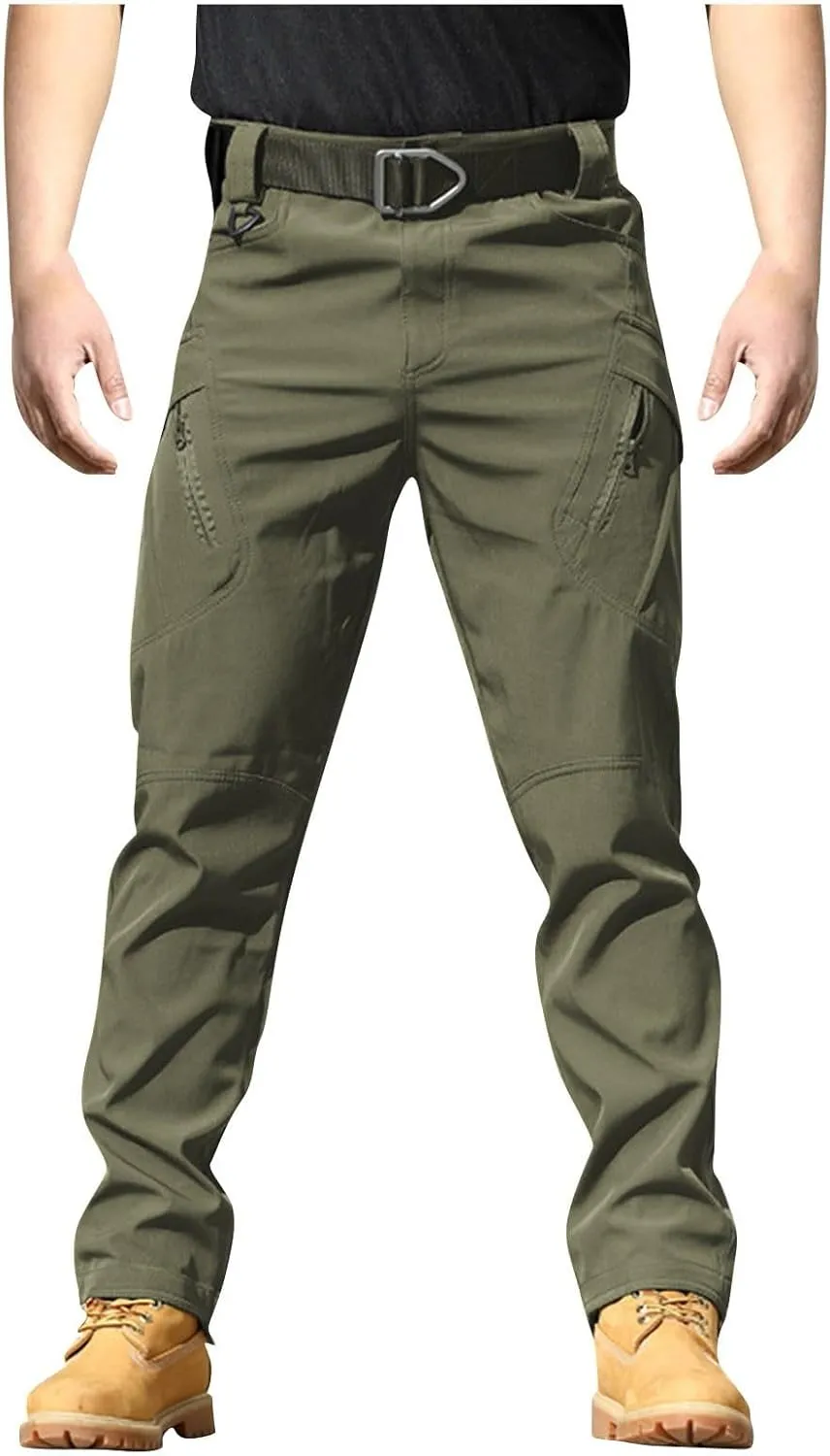 Mens Cargo Pants Stretch Relaxed Fit Tapered Tactical Pants Multi Pockets Lightweight Casual Loose Comfy Work Pants