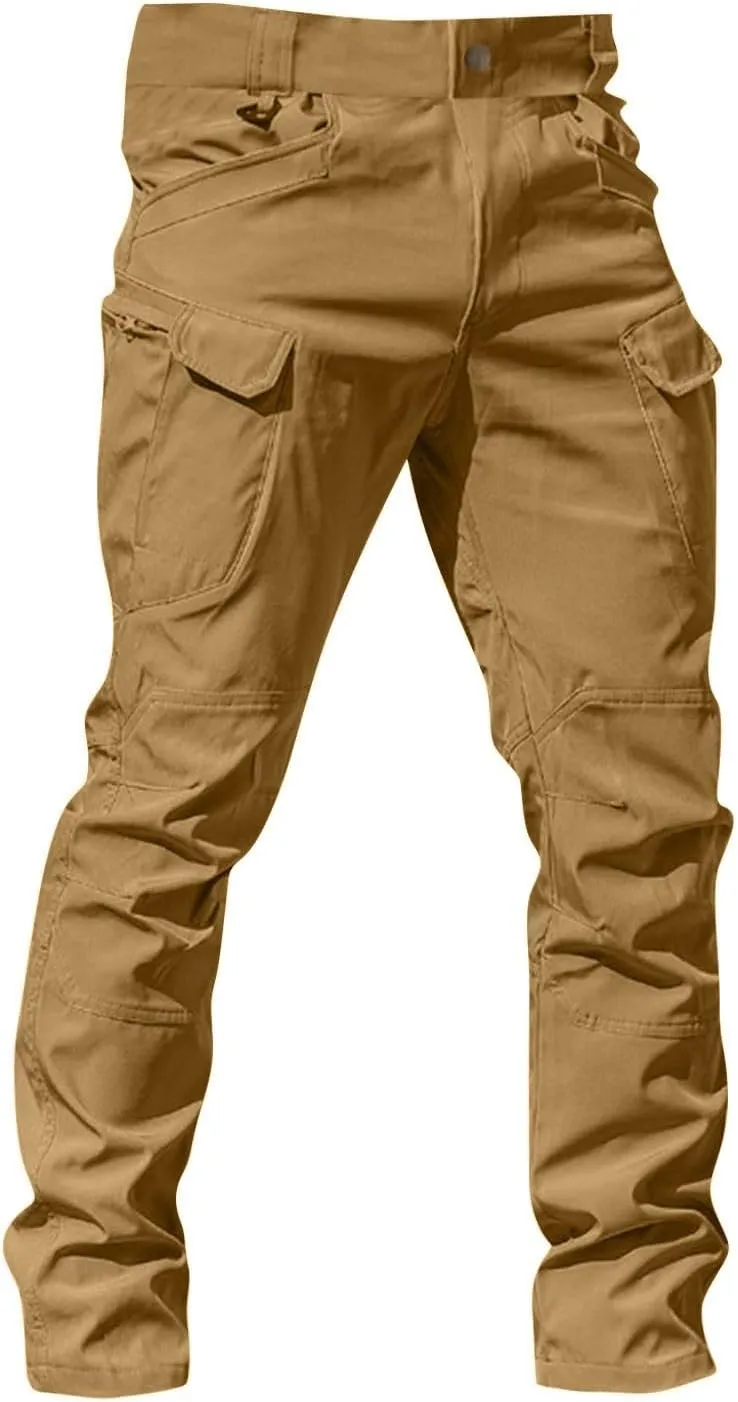 Mens Cargo Pants Stretch Relaxed Fit Tapered Tactical Pants Multi Pockets Lightweight Casual Loose Comfy Work Pants