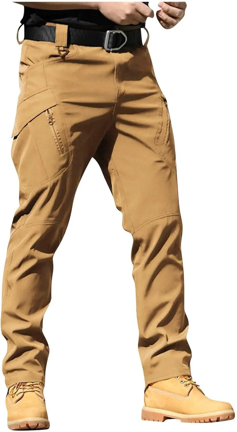 Mens Cargo Pants Stretch Relaxed Fit Tapered Tactical Pants Multi Pockets Lightweight Casual Loose Comfy Work Pants