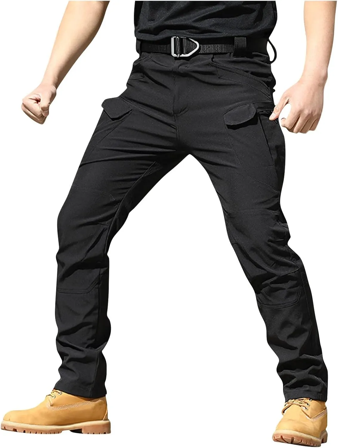 Mens Cargo Pants Stretch Relaxed Fit Tapered Tactical Pants Multi Pockets Lightweight Casual Loose Comfy Work Pants