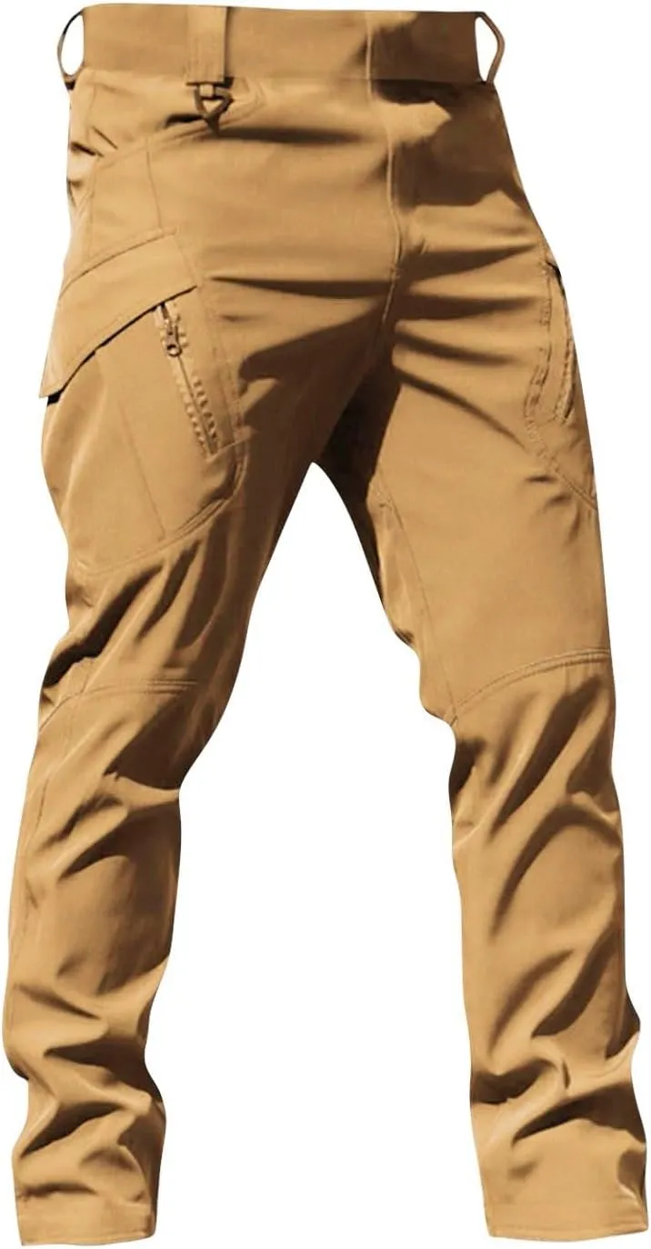 Mens Cargo Pants Stretch Relaxed Fit Tapered Tactical Pants Multi Pockets Lightweight Casual Loose Comfy Work Pants