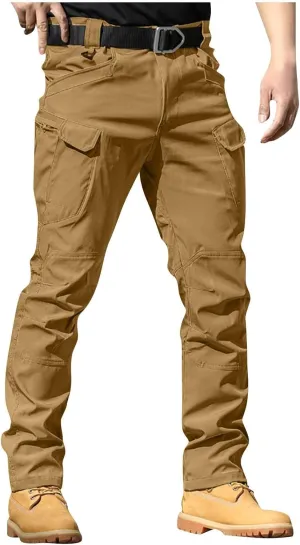 Mens Cargo Pants Stretch Relaxed Fit Tapered Tactical Pants Multi Pockets Lightweight Casual Loose Comfy Work Pants