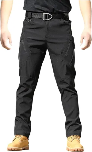 Mens Cargo Pants Stretch Relaxed Fit Tapered Tactical Pants Multi Pockets Lightweight Casual Loose Comfy Work Pants