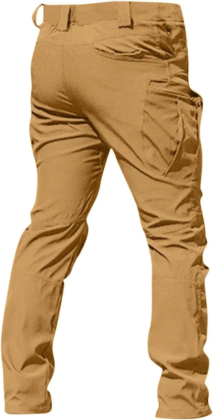 Mens Cargo Pants Stretch Relaxed Fit Tapered Tactical Pants Multi Pockets Lightweight Casual Loose Comfy Work Pants