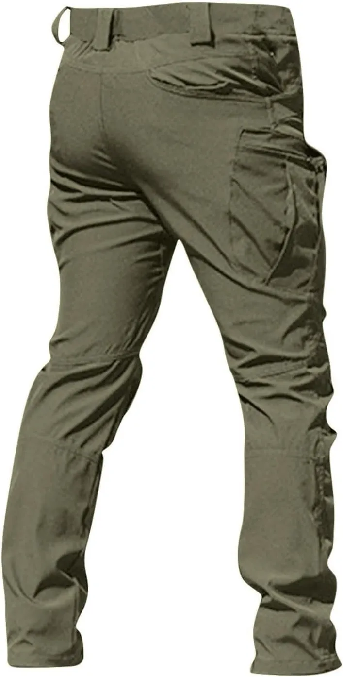 Mens Cargo Pants Stretch Relaxed Fit Tapered Tactical Pants Multi Pockets Lightweight Casual Loose Comfy Work Pants