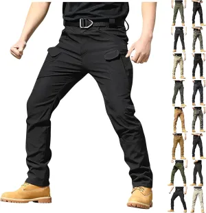 Mens Cargo Pants Stretch Relaxed Fit Tapered Tactical Pants Multi Pockets Lightweight Casual Loose Comfy Work Pants