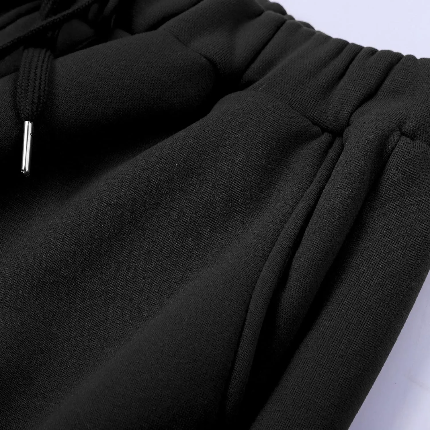 Mens Cargo Sweatpants Baggy Drawstring Elastic Waist Athletic Gym Pants Fall Winter Long Trousers with Pockets