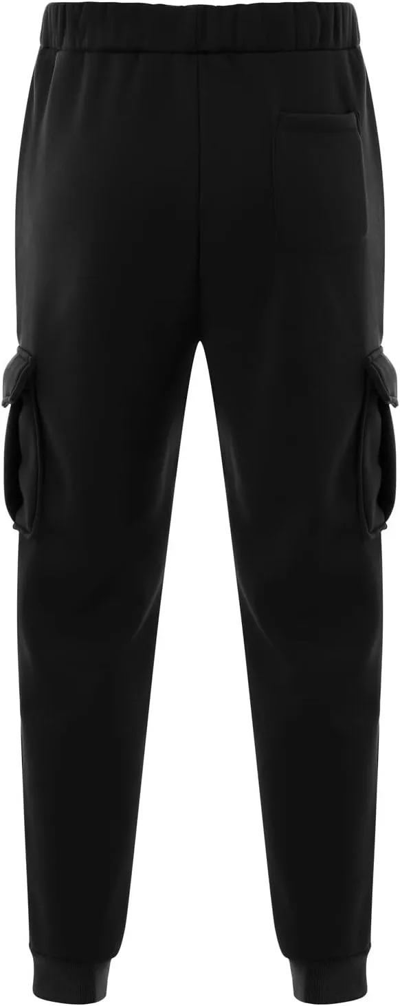 Mens Cargo Sweatpants Baggy Drawstring Elastic Waist Athletic Gym Pants Fall Winter Long Trousers with Pockets