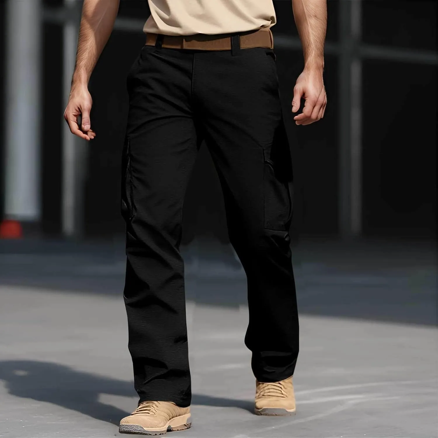 Men's Cargo Work Pants Ripstop Water Resistant Hiking Tactical Military Army Pants with Multi Pockets