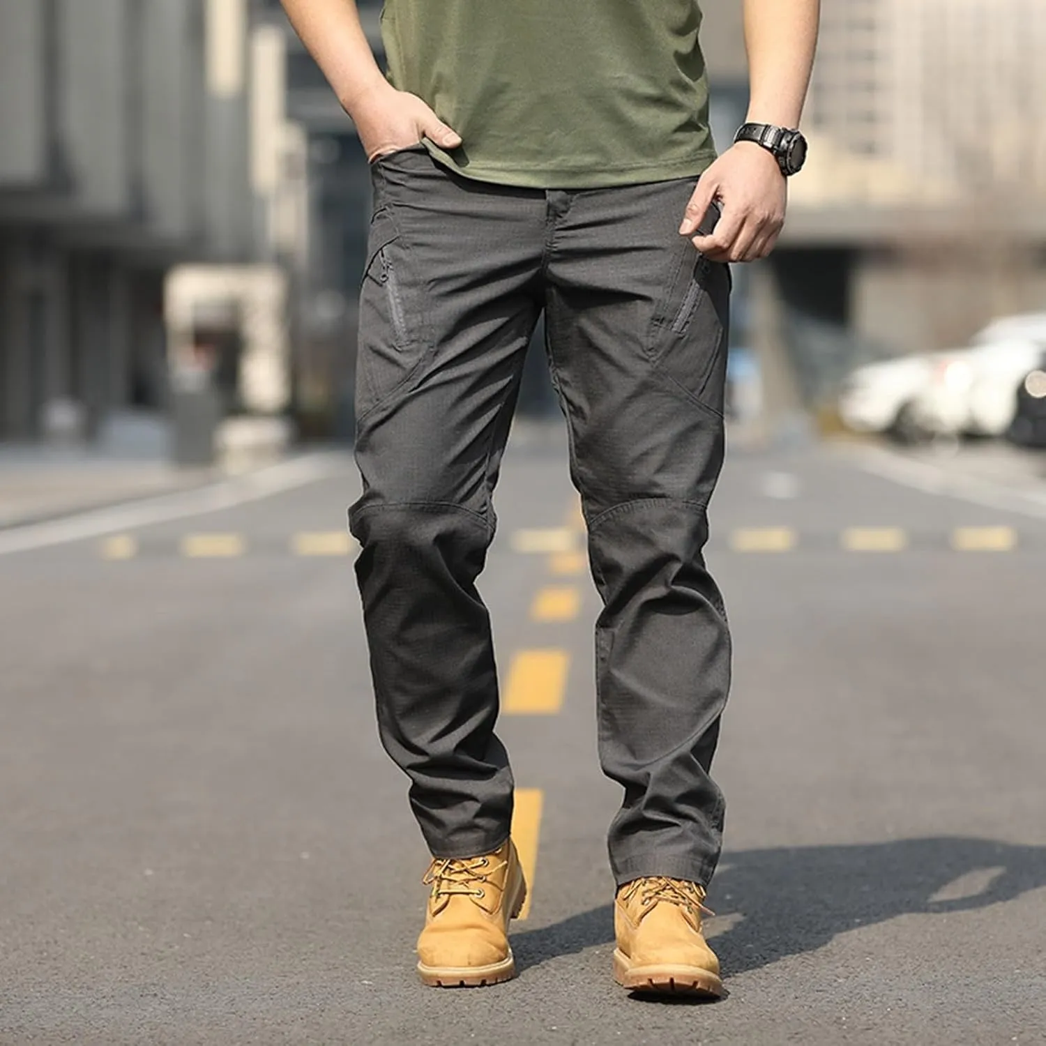 Men's Cargo Work Pants Ripstop Water Resistant Hiking Tactical Military Army Pants with Multi Pockets
