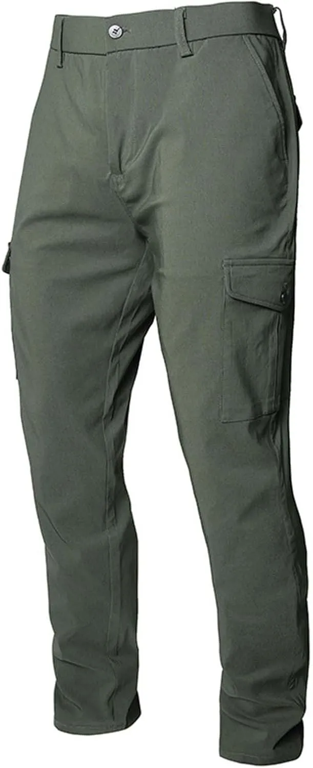 Men's Casual Cargo Pants Workout Joggers Stretch Sweatpants Hiking Drawstring Tactical Pants with Multi Pockets Cargo Joggers