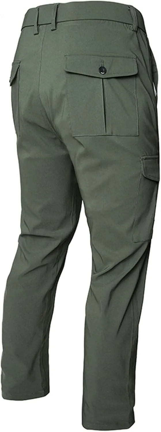 Men's Casual Cargo Pants Workout Joggers Stretch Sweatpants Hiking Drawstring Tactical Pants with Multi Pockets Cargo Joggers