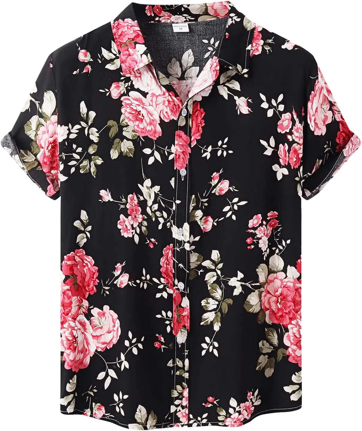 Mens Casual Hawaiian Shirt Short Sleeve Button Down Retro Floral Shirts Regular Tropical Summer Beach T-Shirts