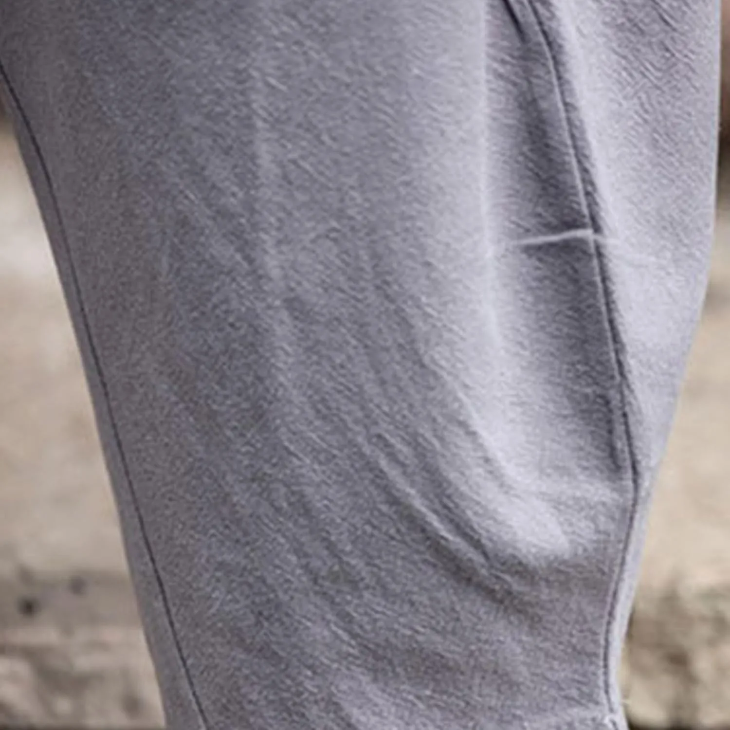 Mens Casual Linen Pants Below Knee Relaxed Fit Wide Leg Baggy Trousers Elastic Waistband Capri Comfy Gym Pants