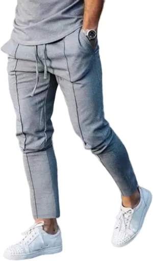 Mens Casual Pants Drawstring Elastic Waist Trendy Retro Comfy Lightweight Baggy Solid Pants Outdoor Joggers Trousers