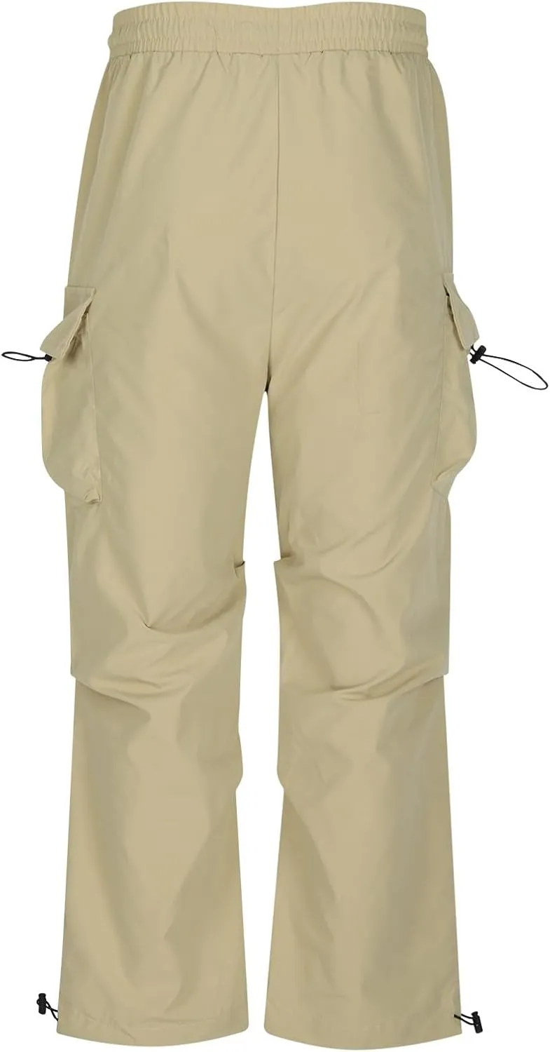 Mens Casual Pants Elastic Waist Lightweight Trousers Loose Straight Leg Sweatpants Baggy Cargo Pants with Multi Pocket