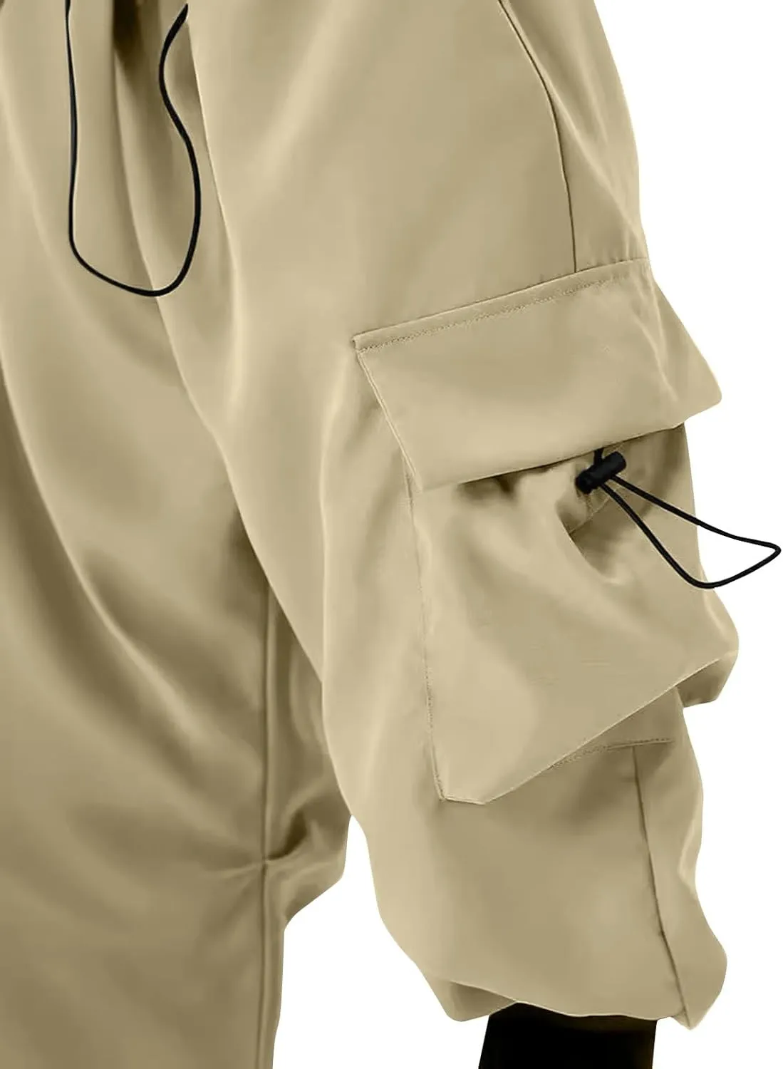 Mens Casual Pants Elastic Waist Lightweight Trousers Loose Straight Leg Sweatpants Baggy Cargo Pants with Multi Pocket