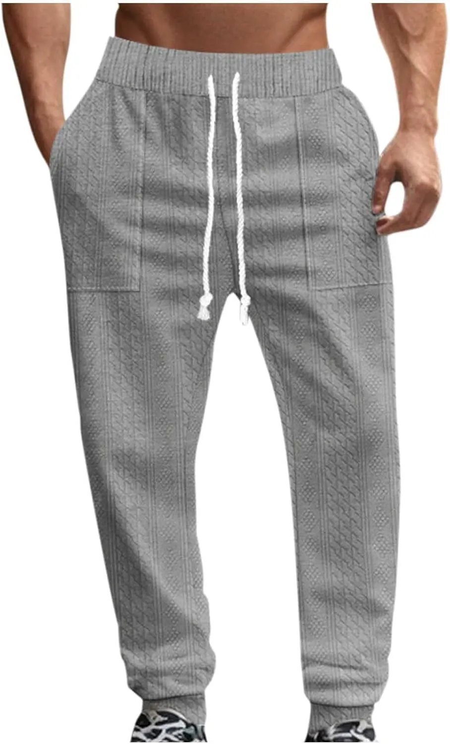 Mens Casual Pants Tapered Pants Baggy Drawstring Elastic Waist Sweatpants Soft Breathable Bottoms Lightweight Joggers